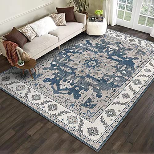 5X7 Persian Distressed Small Entryway Rug Doormat Bohemian Non-Slip Washable Low-Pile Floor Carpet for Indoor Front Entrance Kitchen Bathroom