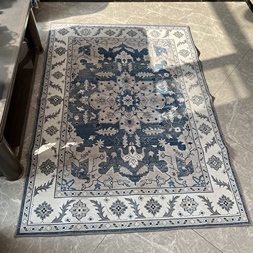 5X7 Persian Distressed Small Entryway Rug Doormat Bohemian Non-Slip Washable Low-Pile Floor Carpet for Indoor Front Entrance Kitchen Bathroom