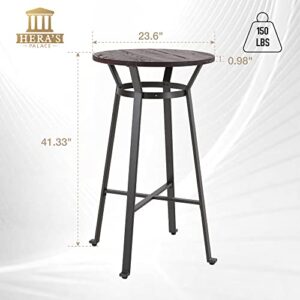 HERA'S PALACE 41.33" Round Bar Table, High Pub Table with Metal Frame, Sturdy & Durable, Modern Bar Height Cocktail Table for Dining Room, Living Room, Bistro, Easy Assembly