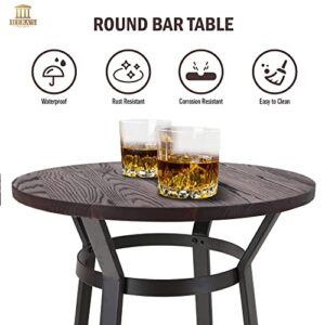 HERA'S PALACE 41.33" Round Bar Table, High Pub Table with Metal Frame, Sturdy & Durable, Modern Bar Height Cocktail Table for Dining Room, Living Room, Bistro, Easy Assembly