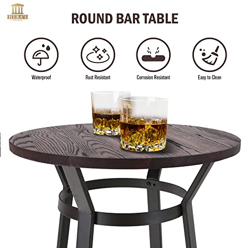 HERA'S PALACE 41.33" Round Bar Table, High Pub Table with Metal Frame, Sturdy & Durable, Modern Bar Height Cocktail Table for Dining Room, Living Room, Bistro, Easy Assembly