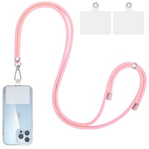lousrnman crossbody cell phone lanyard, universal phone lanyards with 2 pack clear patch compatible with most phones (light pink)