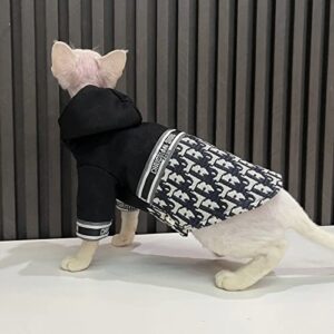 Sphynx Cat Clothes Winter Thicken Limited Edition Fashion Vintage Coat Zip Splicing Design Jacket Cat Apparel Pet Clothes for Cat (XXL(11-15lbs), Tide Card)