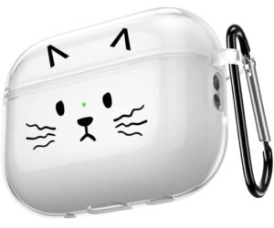 for airpods pro 2nd generation case clear，cute kawaii cat fashion design with soft tpu full body protective airpod portable cover case for girls with keychain case for airpod pro 2nd generation