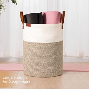 CHICVITA Tall Laundry Basket, Storage Basket for Organizing with Leather Handles, Large Dirty Clothes Hamper for Nursery Dog Toy basket, Towel Basket for Blankets Storage in Bathroom Organizer, 58L