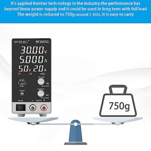 DC Power Supply Variable 30V 5A, Hyelec Adjustable Switching Regulated Power Supply with 4-Digit LED Display, Coarse and Fine Adjustments,5V2A USB Interface,110V Input Voltage