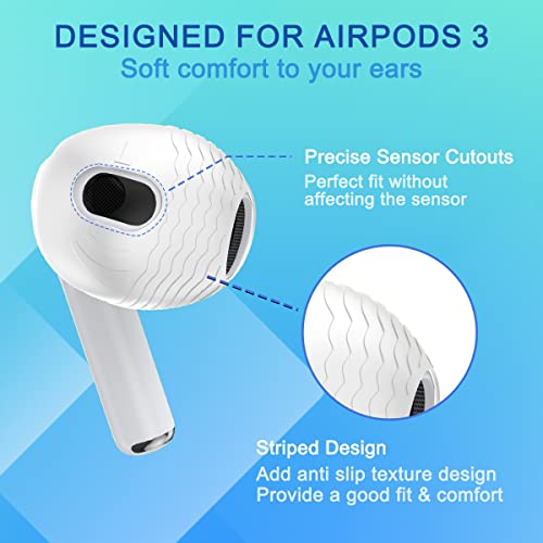 [5-Pairs] for AirPods 3 Ear Tips Covers【Fit in The Charging Case】, AIBEAMER Silicone Anti-Slip/Dust Ear Covers Accessories Compatible with AirPods 3rd Generation 2021 (Black,Red,Green,Orange,White)