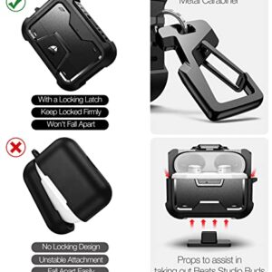 Dexnor Case for Beats Studio Buds 2021/Buds + 2023, Shockproof Protective Cover with Keychain[LED Visible] [Supports Wireless Charging] Full Body Skin for for Beats Studio Buds Women Men-Black
