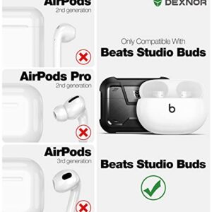 Dexnor Case for Beats Studio Buds 2021/Buds + 2023, Shockproof Protective Cover with Keychain[LED Visible] [Supports Wireless Charging] Full Body Skin for for Beats Studio Buds Women Men-Black