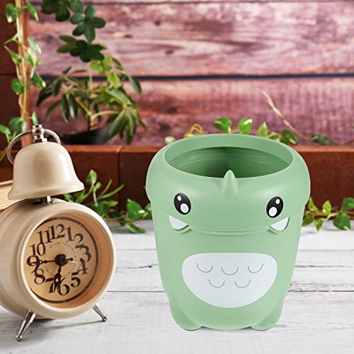 Healifty Dinosaur Trash Can Lovely Wastepaper Basket Cartoon Animal Design Garbage Container Bin for Bathroom Kitchen Bedroom Home Office Light Green