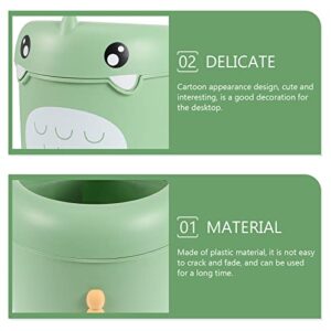 Healifty Dinosaur Trash Can Lovely Wastepaper Basket Cartoon Animal Design Garbage Container Bin for Bathroom Kitchen Bedroom Home Office Light Green