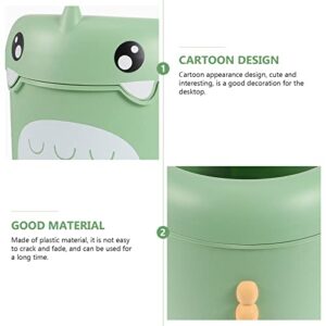 Healifty Dinosaur Trash Can Lovely Wastepaper Basket Cartoon Animal Design Garbage Container Bin for Bathroom Kitchen Bedroom Home Office Light Green