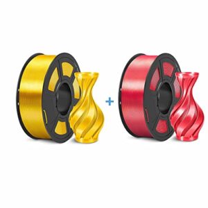3d printer silk filament, sunlu shiny silk pla filament 1.75mm，smooth silky surface，great easy to print for 3d printers，dimensional accuracy +/- 0.02mm, silk light gold and red 1kg