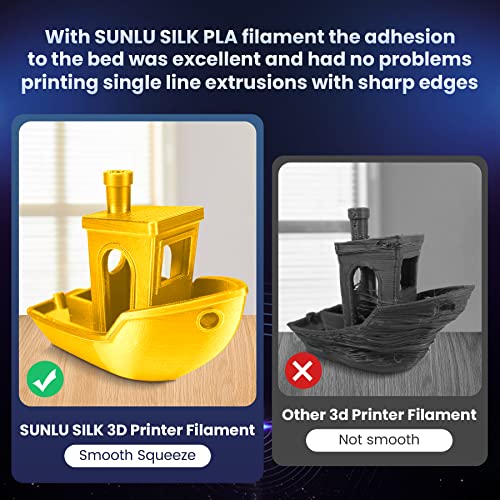 3D Printer Silk Filament, SUNLU Shiny Silk PLA Filament 1.75mm，Smooth Silky Surface，Great Easy to Print for 3D Printers，Dimensional Accuracy +/- 0.02mm, Silk Light Gold and Red 1KG