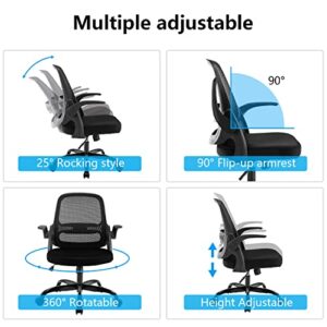 KERDOM Office Chair, Ergonomic Desk Chair, Breathable Mesh Computer Chair, Comfy Swivel Task Chair with Flip-up Armrests and Adjustable Height