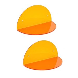 ROYALITA Acrylic Small Floating Shelves (2-Pack, 8-inch Diameter) - Wall Mounted Display Stand for Plants, Toys, Makeup, and More - Ideal for Home and Office, Orange