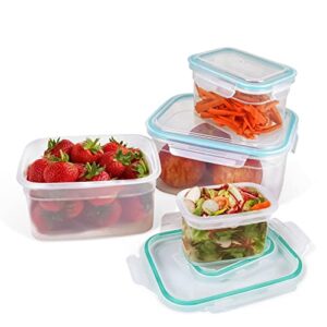 lihoooom food storage containers with lids, 8-piece bpa-free meal prep rectangle containers plastic leak-proof containers for cereal, flour and sugar 3.5l, green