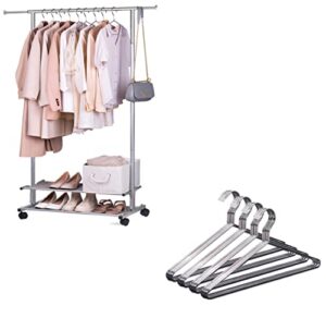 misslo 1 pack clothing rack + 20 pack metal hangers
