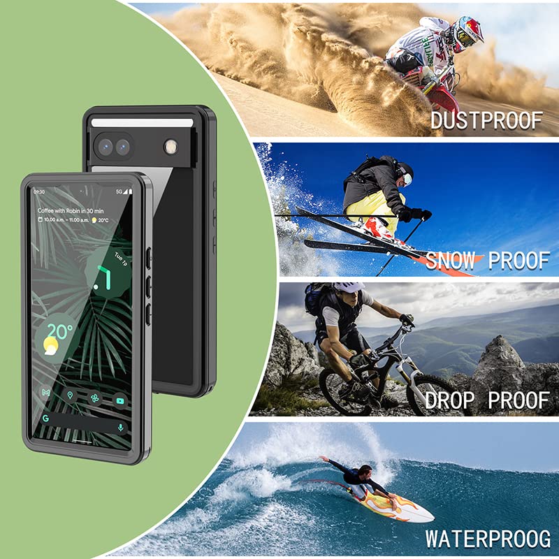 Mangix Google Pixel 6A Waterproof Case, IP68 Waterproof Dustproof Shockproof Case with Built-in Screen Protector, Full Body Rugged Protective Clear Cover for Pixel 6A 5G