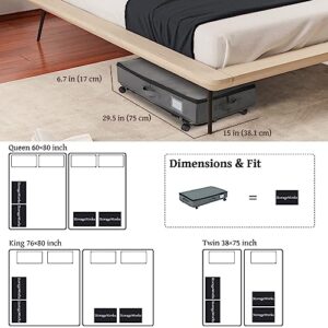 HYSEYY Under Bed Storage with Wheels 34L 2Pack Underbed Storage-Thicken 600D Oxford Cloth Under the Bed Containers with 3Handles and Label Holder-Storage Bins for Blanket, Comforter, Clothes, Toy