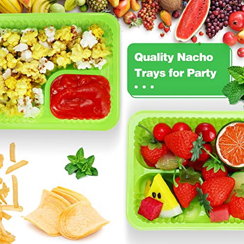 200 Pcs Nacho Trays 6x5 Inch Disposable Plastic Nacho Cheese Trays 12 oz Nacho Containers for Movie Night Party Supplies (Green)