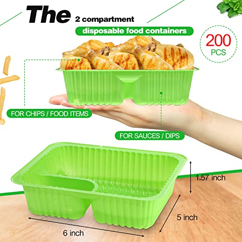 200 Pcs Nacho Trays 6x5 Inch Disposable Plastic Nacho Cheese Trays 12 oz Nacho Containers for Movie Night Party Supplies (Green)