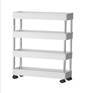 n/a thicker material multi-layer storage cart rolling bathroom organizer household rack mobile shelf (color : white, size : 87cm*12cm*38cm)