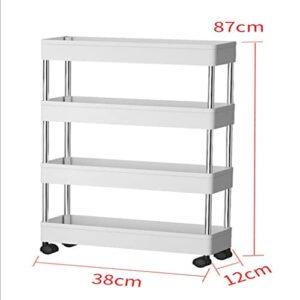 N/A Thicker Material Multi-Layer Storage Cart Rolling Bathroom Organizer Household Rack Mobile Shelf (Color : White, Size : 87cm*12cm*38cm)