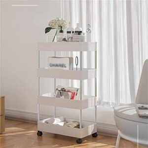 N/A Thicker Material Multi-Layer Storage Cart Rolling Bathroom Organizer Household Rack Mobile Shelf (Color : White, Size : 87cm*12cm*38cm)