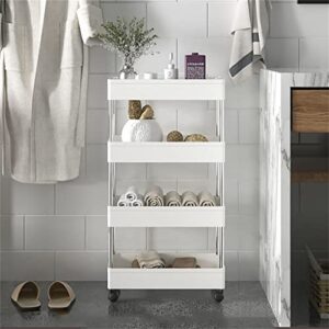 N/A Thicker Material Multi-Layer Storage Cart Rolling Bathroom Organizer Household Rack Mobile Shelf (Color : White, Size : 87cm*12cm*38cm)