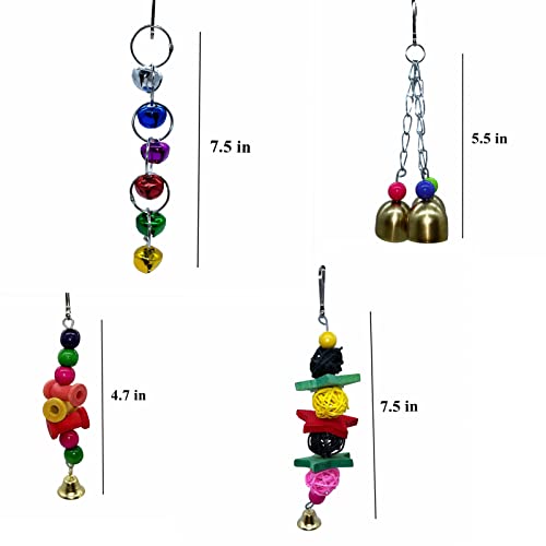 7Pcs Bird Parakeet Toy Chewing Hanging Toy Set, Parrot Cage Accessories Bird Swing Bird Ladder for Parrots Lovebird Cockatiel Conure