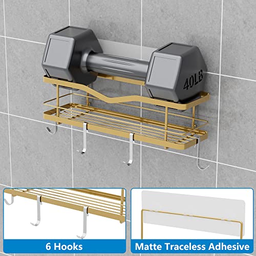 MZF 2-Pack Shower Caddy, No Drilling Adhesive Shower Shelf, Rustproof Stainless Steel Bathroom Shower Organizer Storage, Shower Shelf for Inside Shower & Kitchen Storage, Gold