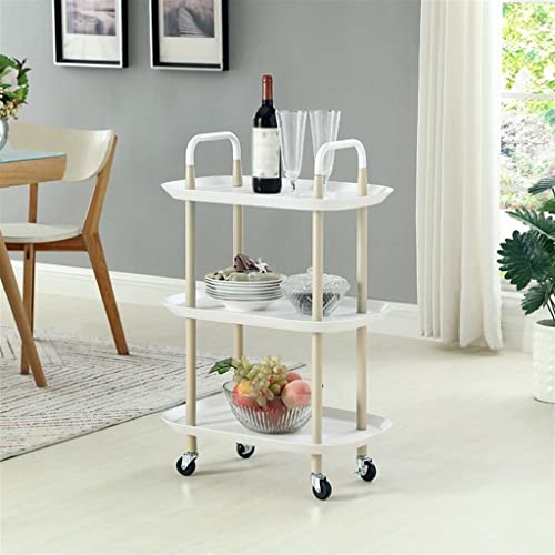 N/A 3 Layers Nordic Style Luxury Mobile Trolley Simple Kitchen Living Room Storage Rack (Color : B, Size : 88cm*58cm*37cm)