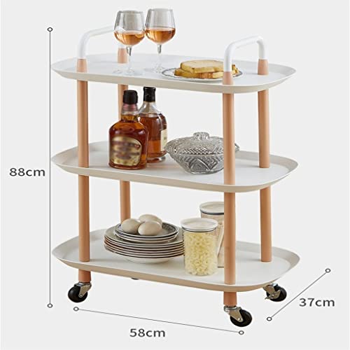 N/A 3 Layers Nordic Style Luxury Mobile Trolley Simple Kitchen Living Room Storage Rack (Color : B, Size : 88cm*58cm*37cm)