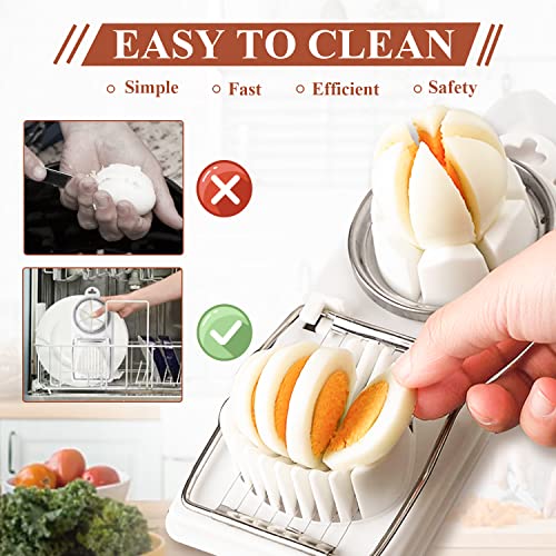 Egg Slicer for Hard Boiled Eggs, Kitchen Egg Cutter Wire Egg Cutter Heavy Duty Egg Cutter Dishwasher Safe, 2 in 1 Stainless Steel Egg Slicer Cutter for Strawberries, Kiwis, Sausage