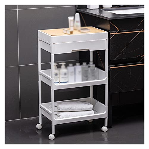 N/A Kitchen Storage Basket Trolley Home Storage Rack Wheel Storage Rack for Bathroom (Color : A, Size : 40cm*68cm)