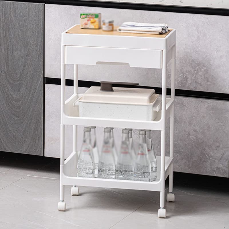 N/A Kitchen Storage Basket Trolley Home Storage Rack Wheel Storage Rack for Bathroom (Color : A, Size : 40cm*68cm)