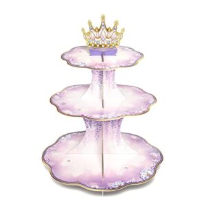 purple cupcake stand for girls birthday party decorations lavender floral crown theme coming of age quinceanera party cake serving tray princess wedding bridal baby shower party supplies