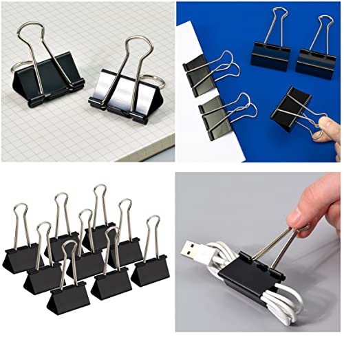 40pcs 0.75 inch Binder Clips Paper Clamps, Paper Binder Clips, Binder Clips Small Size, Small Paper Clips, Office Clips (Small)