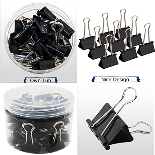 40pcs 0.75 inch Binder Clips Paper Clamps, Paper Binder Clips, Binder Clips Small Size, Small Paper Clips, Office Clips (Small)