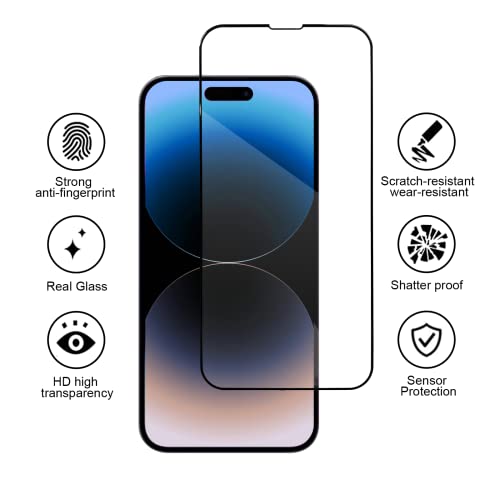iPhone 14 Pro Max Screen Protector,3 Pack 14 Pro Max Screen Protector Tempered Glass Compatible With iPhone 14 Pro Max, Sensor Protection,Dynamic Island Compatible,Case Friendly Tempered Glass Film,[9h Hardness]