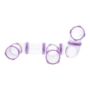 3sets Rats Maze Other Connector Toy Tool Fun Ferrets Purple Animals Hamster Gerbil Tube Tunnel Hideout, Hideaway House Animals- Pet DIY Transparent Sugar Plastic Exercising