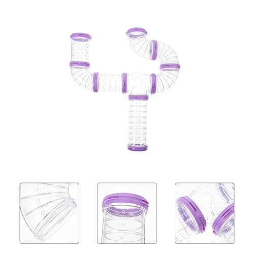 3sets Rats Maze Other Connector Toy Tool Fun Ferrets Purple Animals Hamster Gerbil Tube Tunnel Hideout, Hideaway House Animals- Pet DIY Transparent Sugar Plastic Exercising