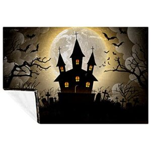 creepy halloween prints soft warm cozy blanket throw for bed couch sofa picnic camping beach, 150×100cm