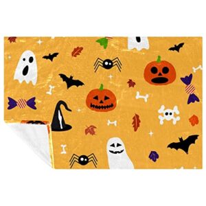halloween ghosts pumpkin spiderweb bat prints soft warm cozy blanket throw for bed couch sofa picnic camping beach, 150×100cm