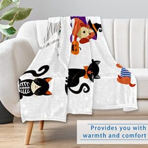 Halloween Monsters Costumes Cats and Dogs Prints Soft Warm Cozy Blanket Throw for Bed Couch Sofa Picnic Camping Beach, 150×100cm