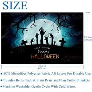 Trick Or Treat Spooky Halloween Prints Soft Warm Cozy Blanket Throw for Bed Couch Sofa Picnic Camping Beach, 150×100cm