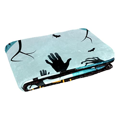 Trick Or Treat Spooky Halloween Prints Soft Warm Cozy Blanket Throw for Bed Couch Sofa Picnic Camping Beach, 150×100cm