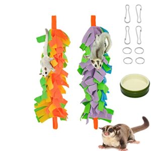 fabmode 2 packs small pet toys, sugar glider cage accessories, climbing toys swing toys, suitable for ferret birds parrots hamster squirrel chinchilla guinea pigs (with one water bowl)