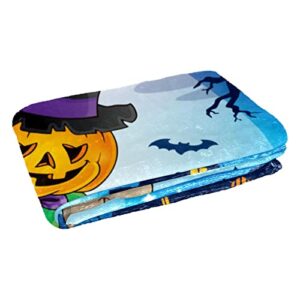 Halloween Pumpikin Elk Bat Prints Soft Warm Cozy Blanket Throw for Bed Couch Sofa Picnic Camping Beach, 150×100cm